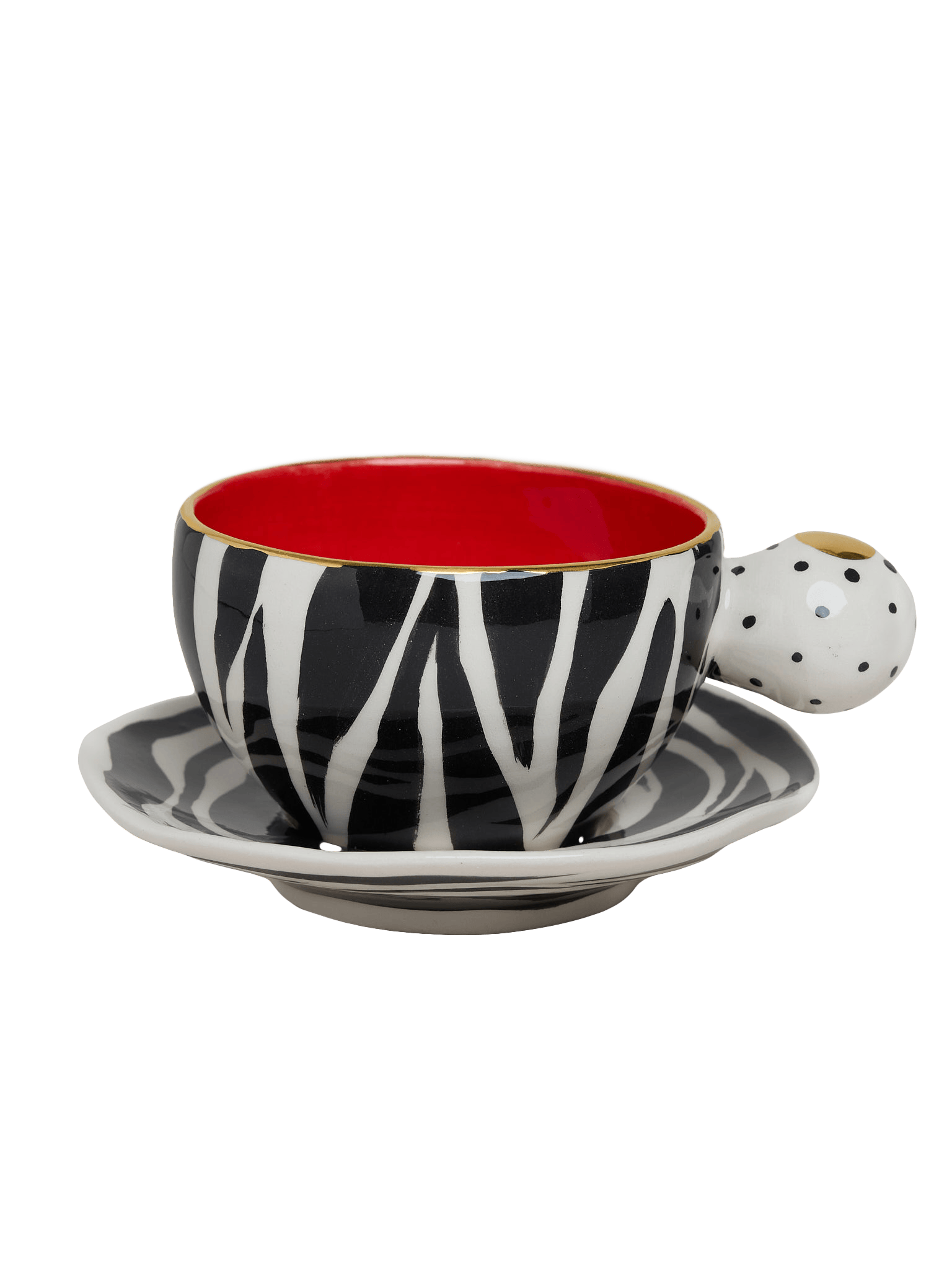 Zebra cup & saucer - red