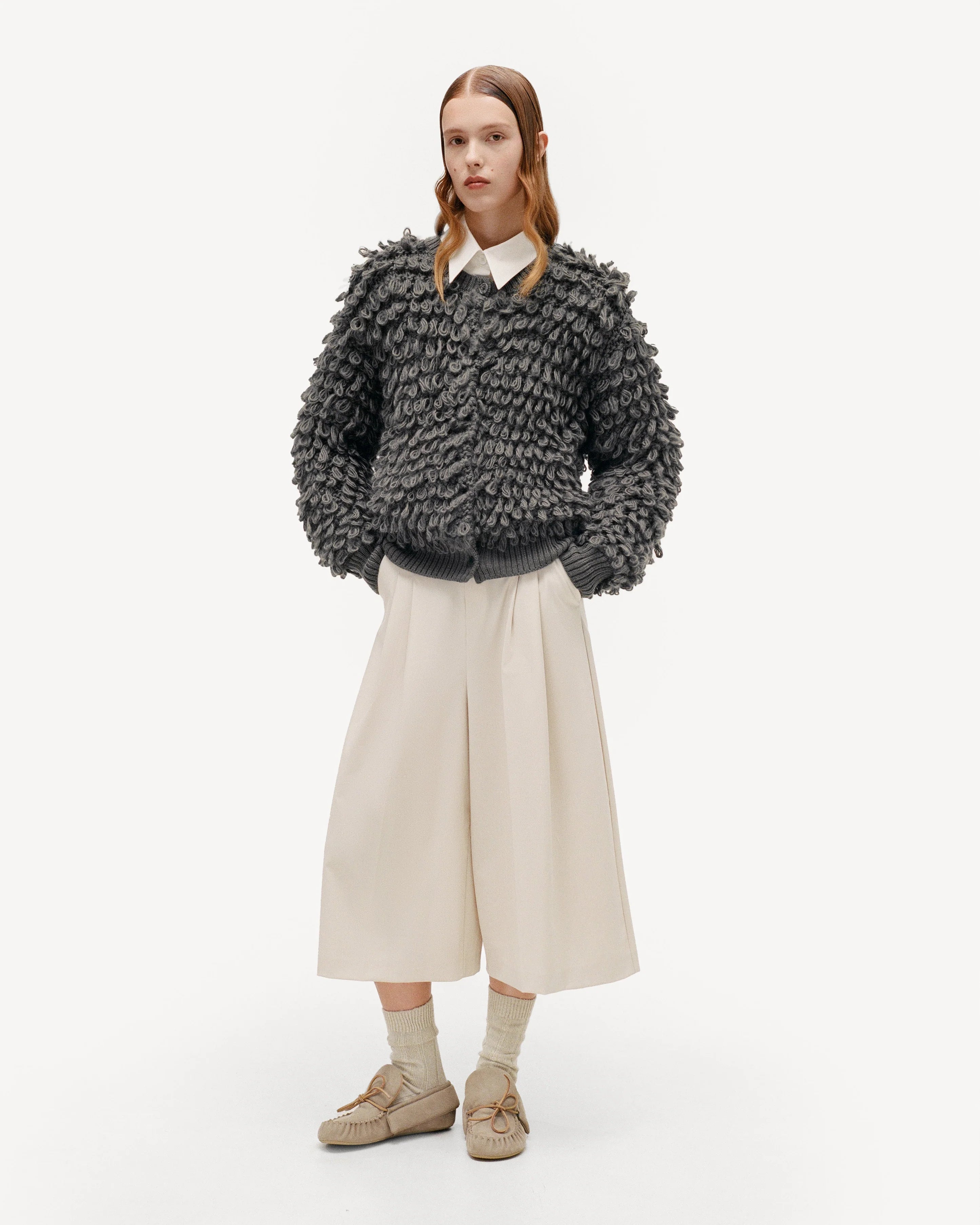 Vlněný kardigan - Šedý