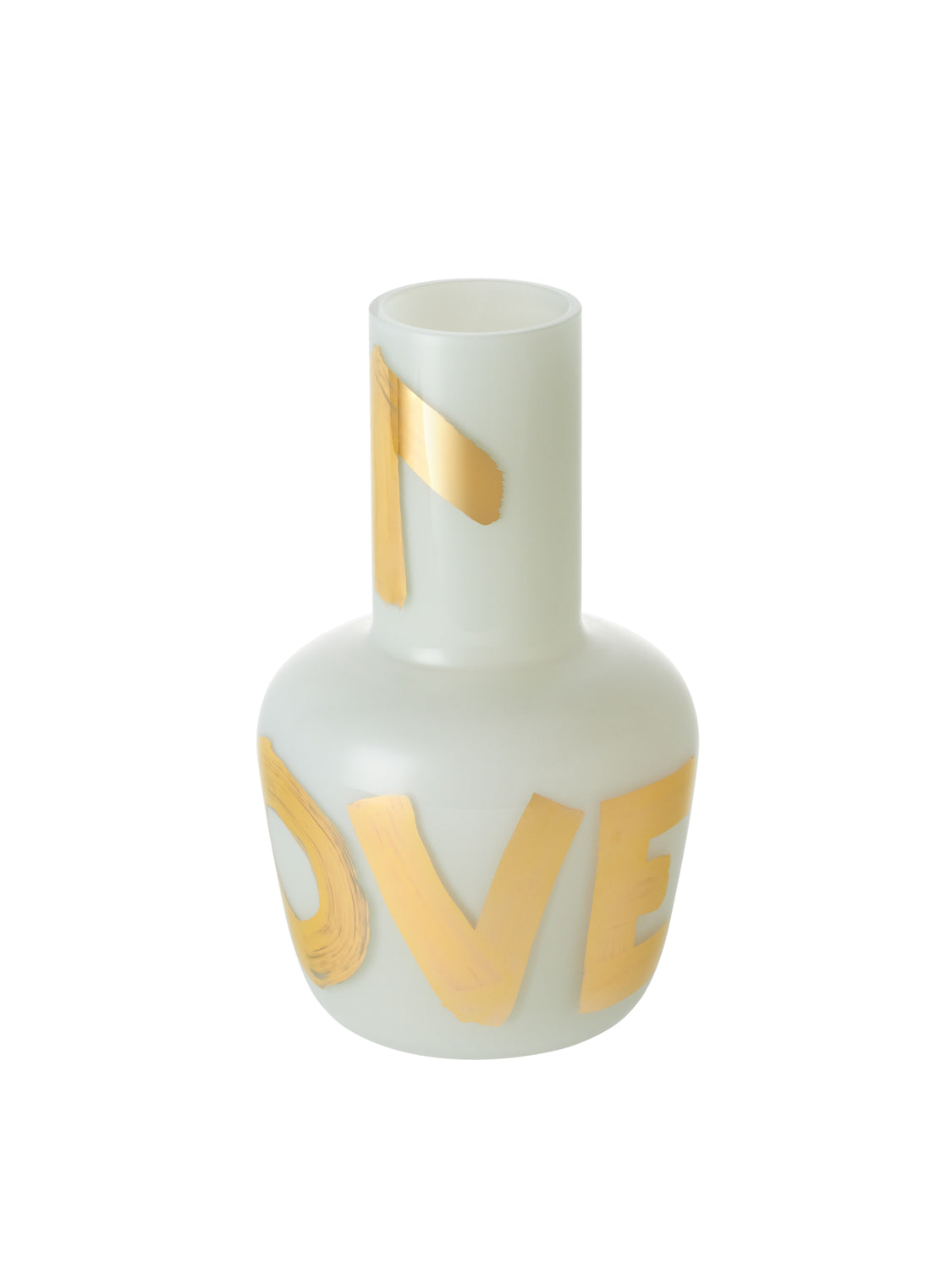 Elegant šedomodrá váza Unnamed Baby s ručně psaným zlatým nápisem LOVE od Artisème x QUBUS.