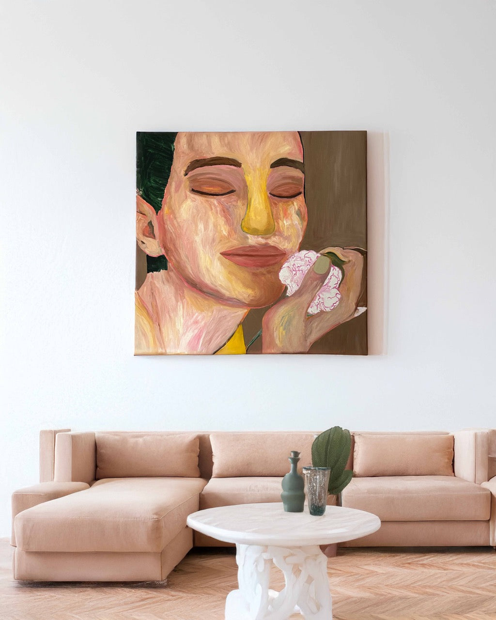 "Two Striped Carnation" painting