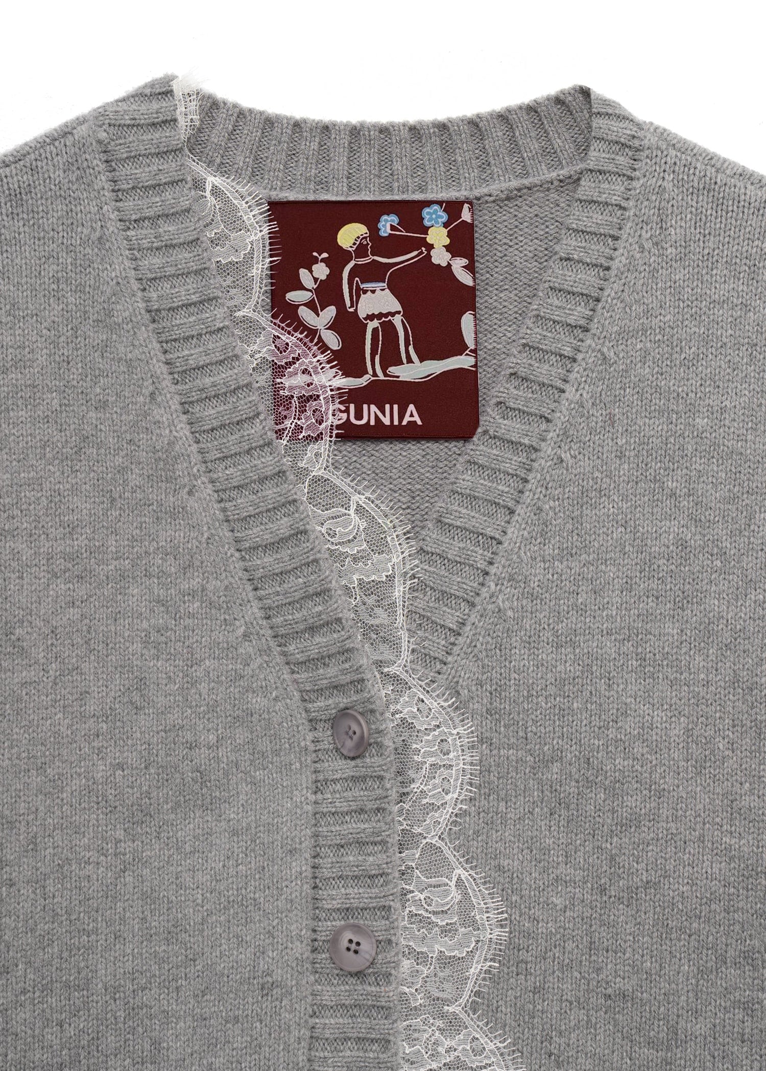 Kardigan s krajkovým lemem - Šedý