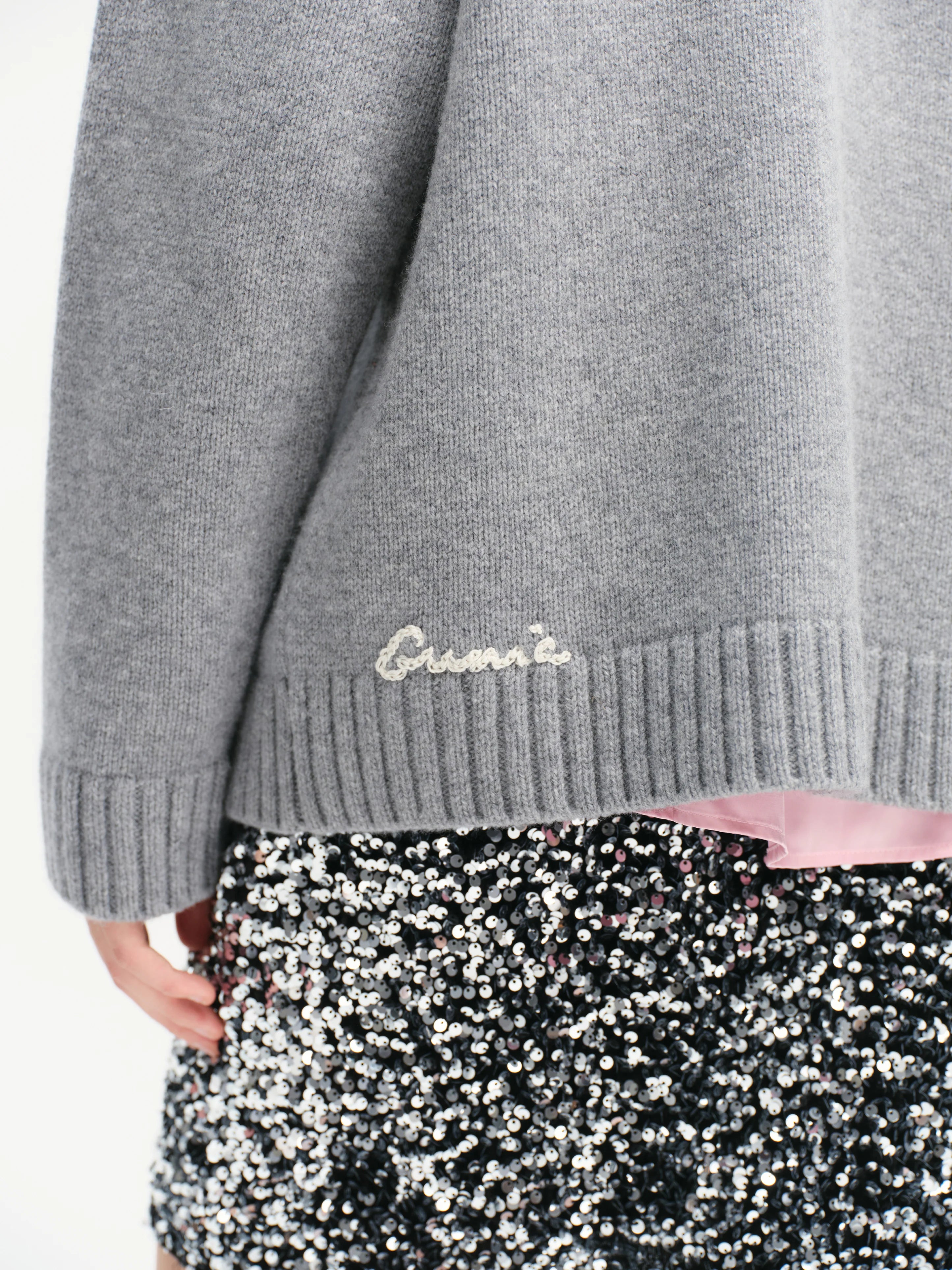 Kardigan s krajkovým lemem - Šedý