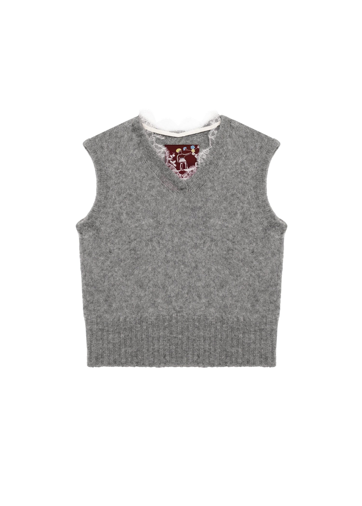 Vesta s krajkovým lemem - Šedá