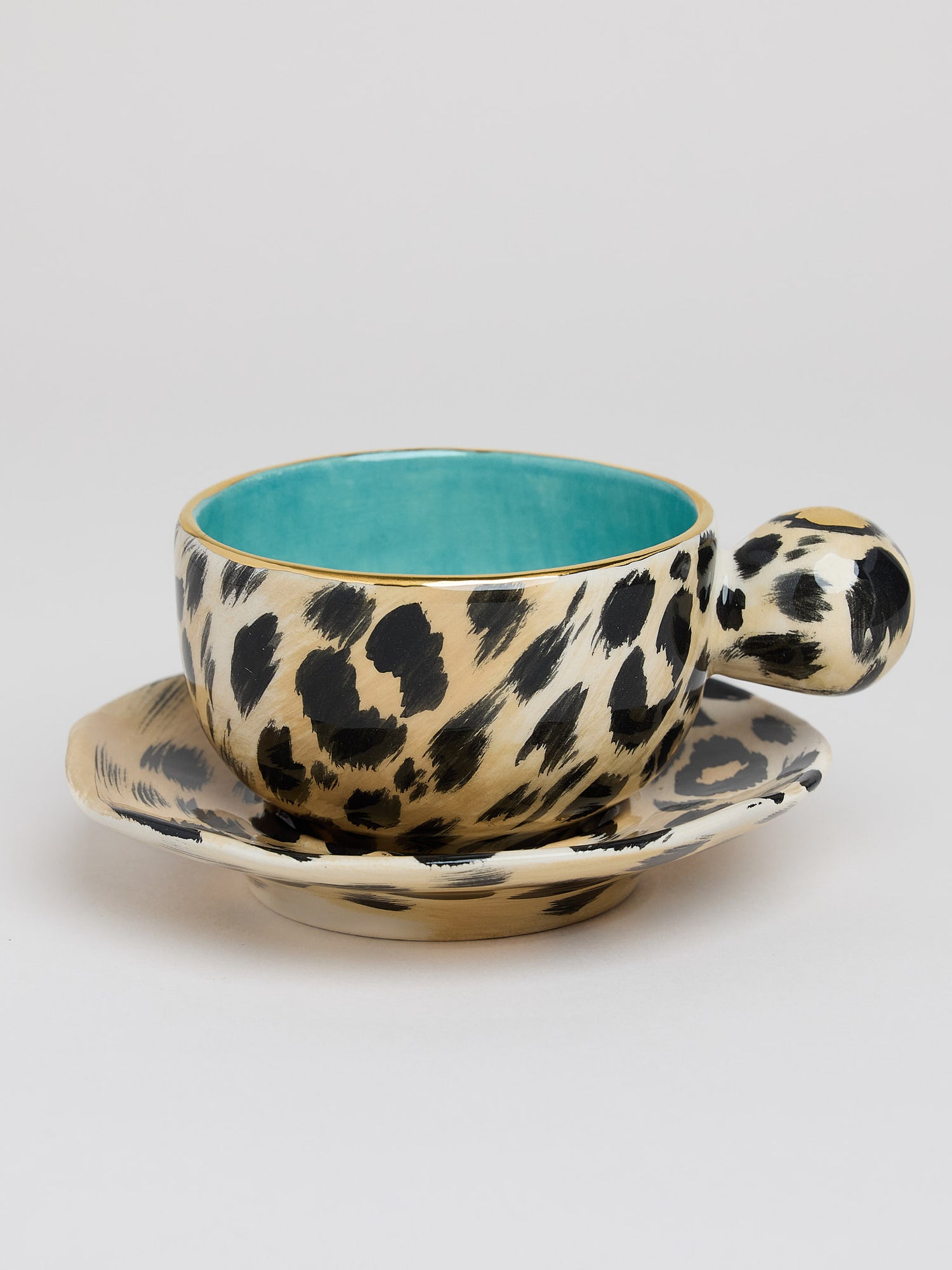 Leopard cup turquoise 