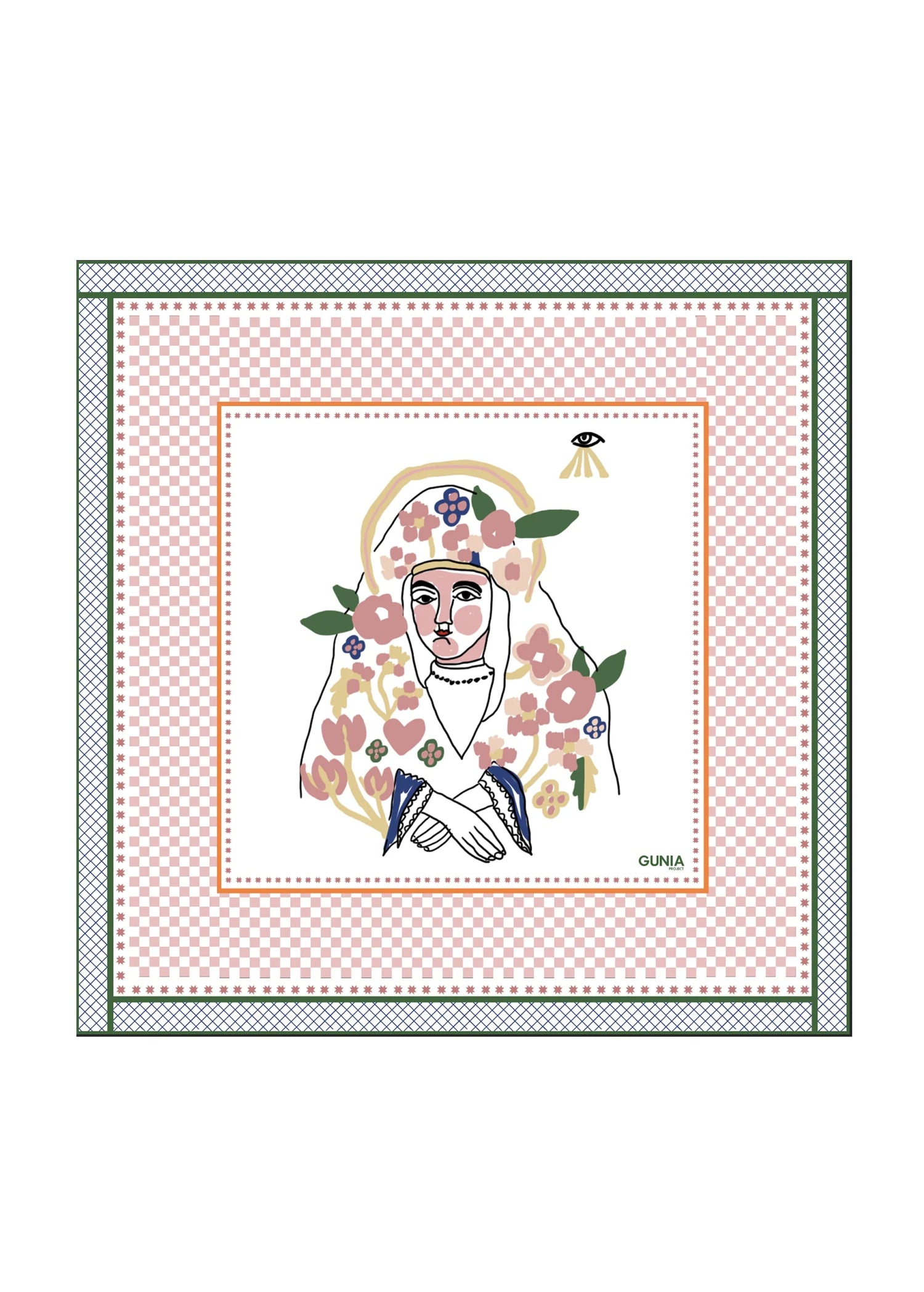 Silk headscarf with Mary, Mother of Jesus