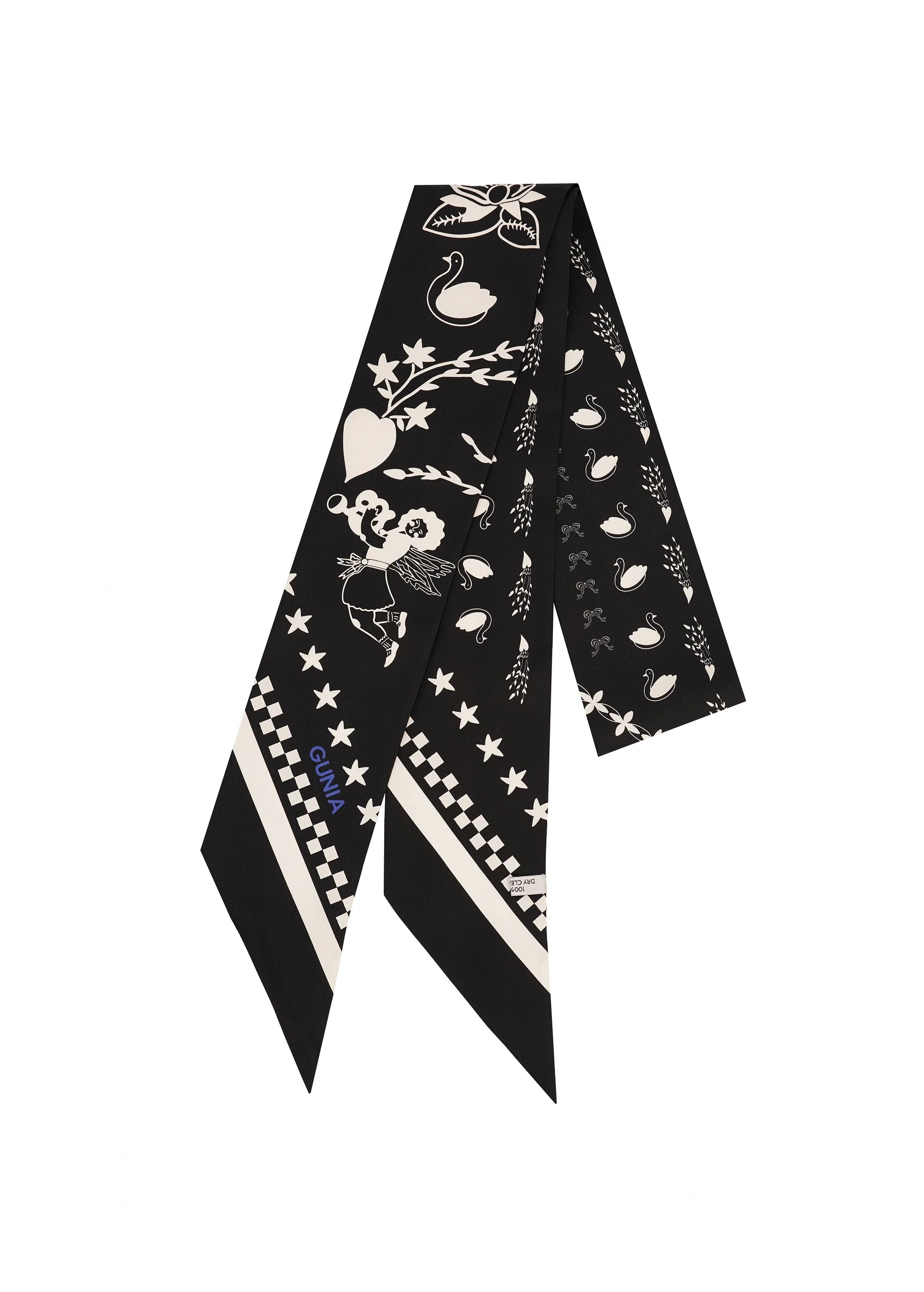 Monochrome Long Silk Headscarf