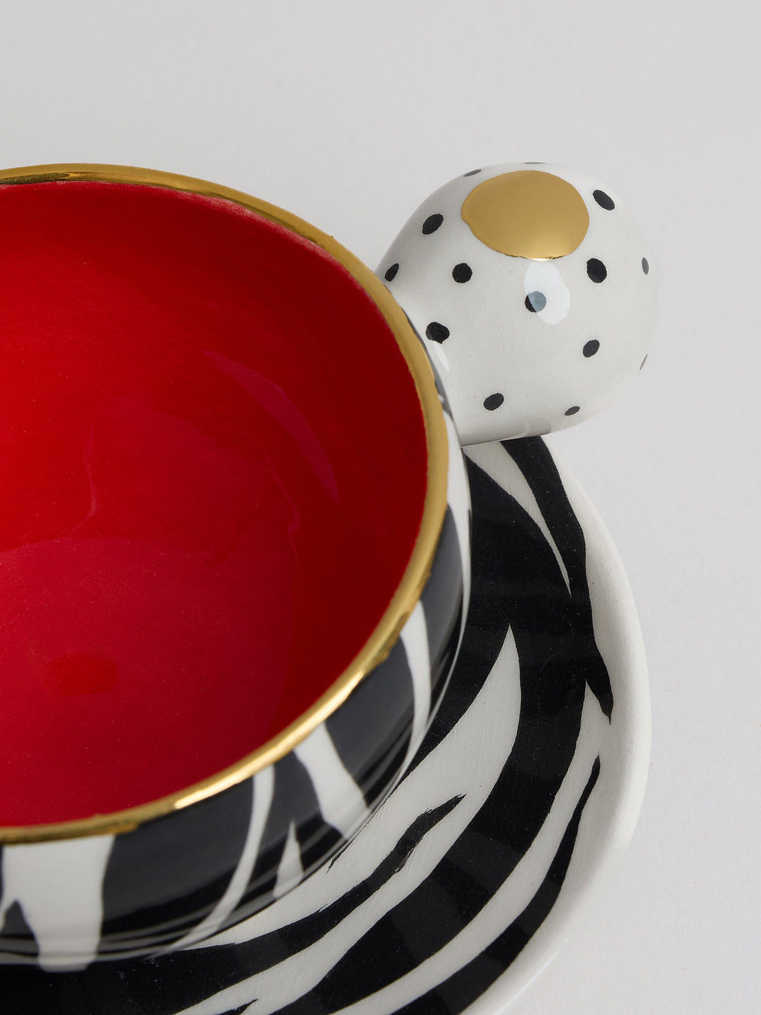 Zebra cup &amp; saucer - red